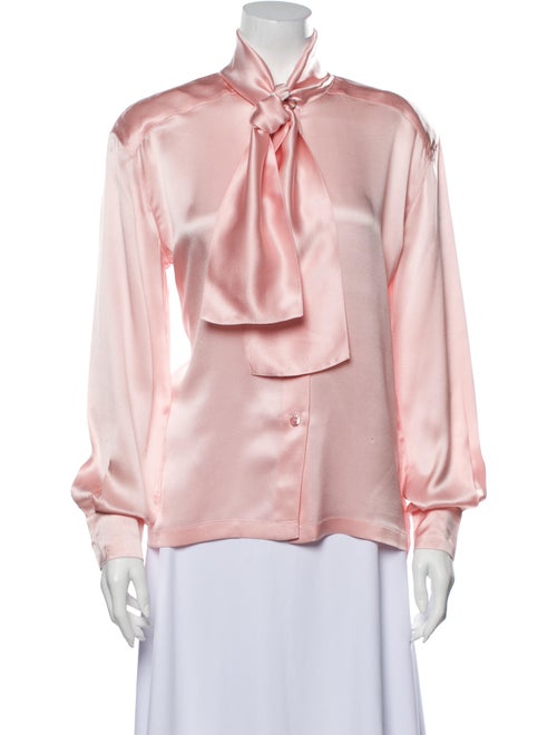 Escada Silk Mock Neck Blouse Pink