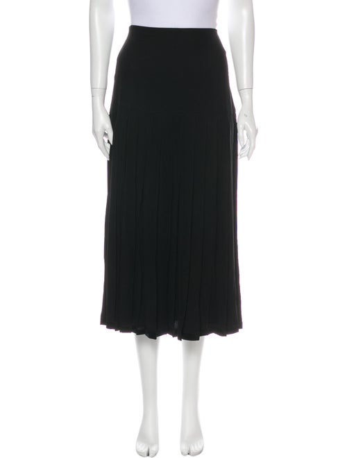 Escada Pleated Accents Midi Length Skirt Black