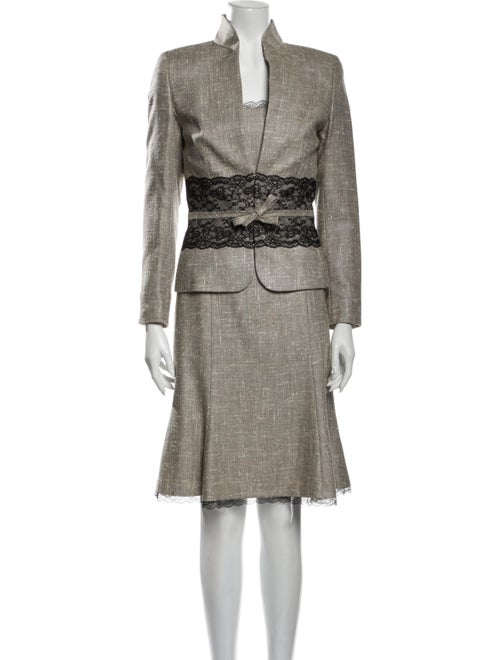 Escada Wool Tweed Pattern Dress Set Wool