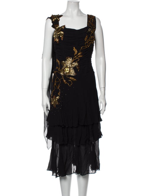 Escada Silk Long Dress Black