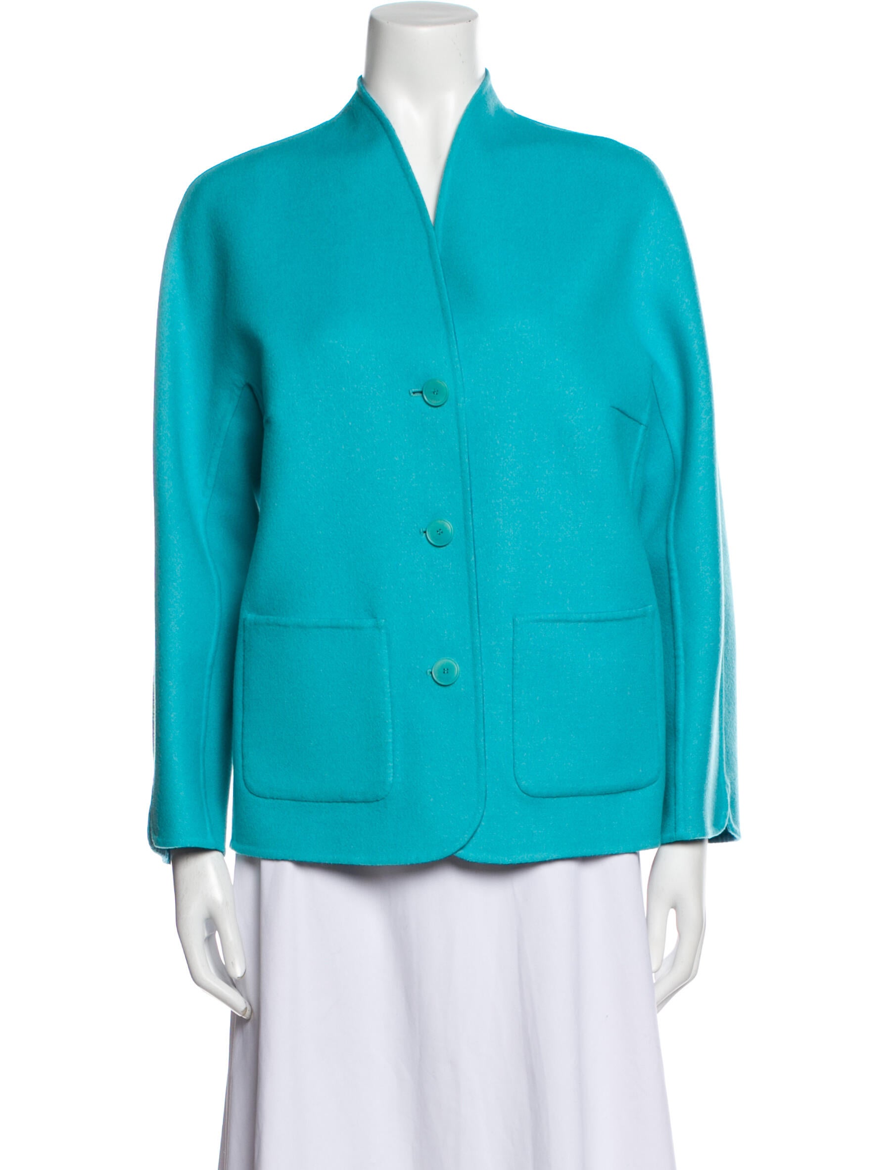 Escada Reversible Virgin Wool Poncho Blue Jackets, Clothing