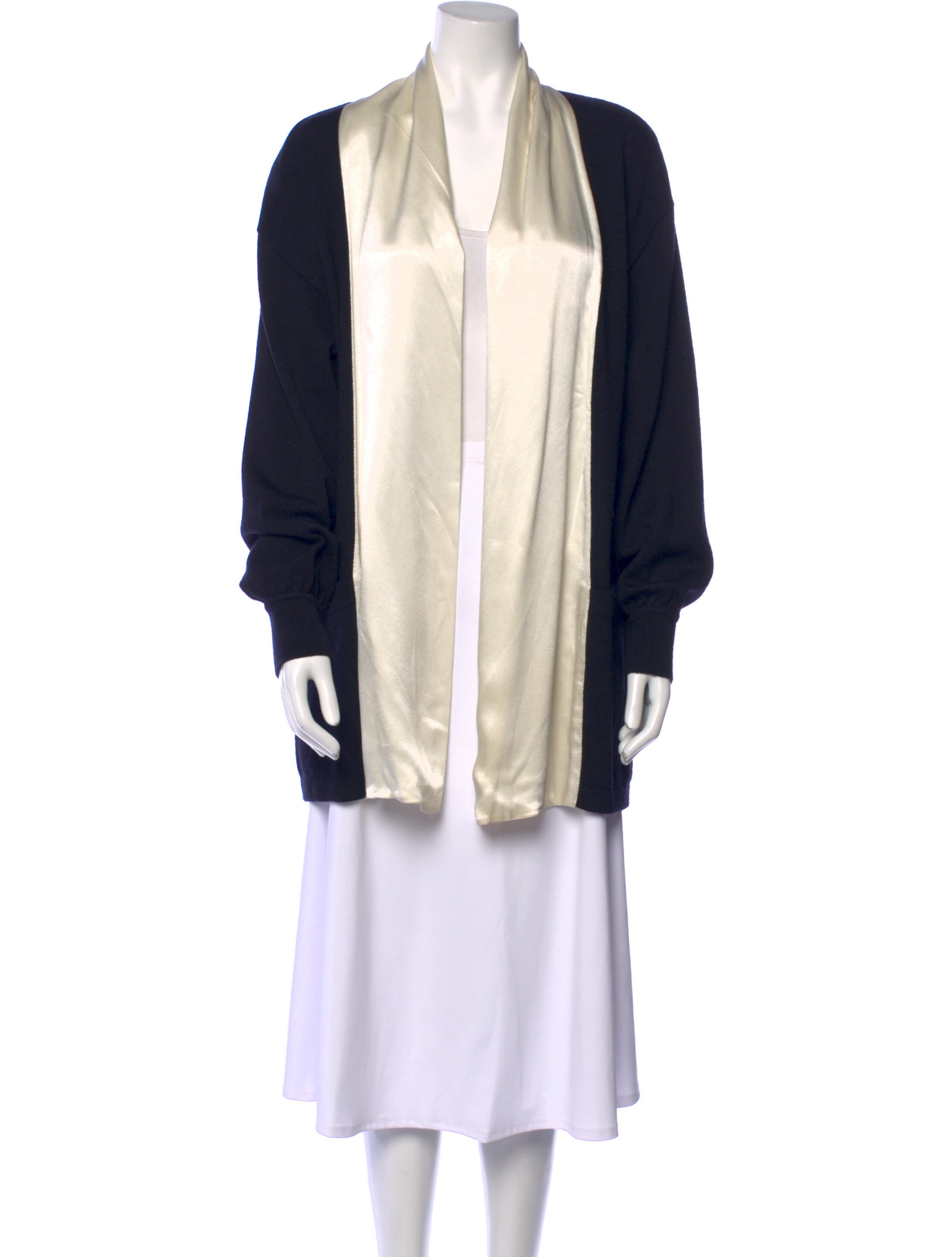 Escada Colorblock Pattern Open Front Sweater