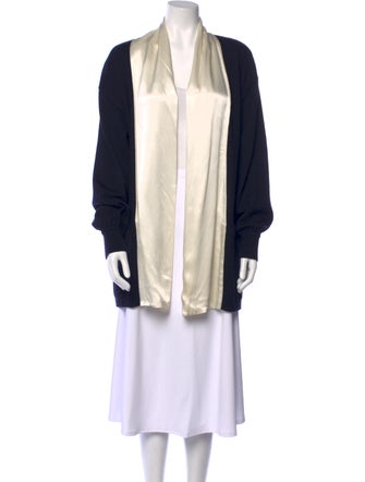 Escada Colorblock Pattern Open Front Sweater