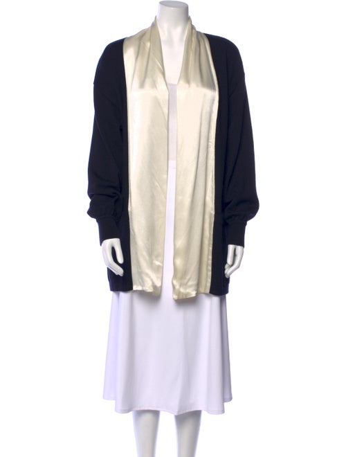 Escada Colorblock Pattern Open Front Sweater