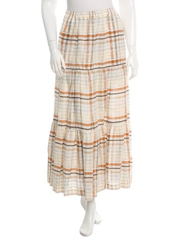 Eskandar Plaid Linen Skirt