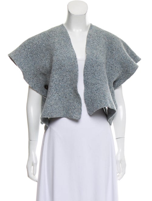 Eskandar Wool Cropped Cardigan Grey