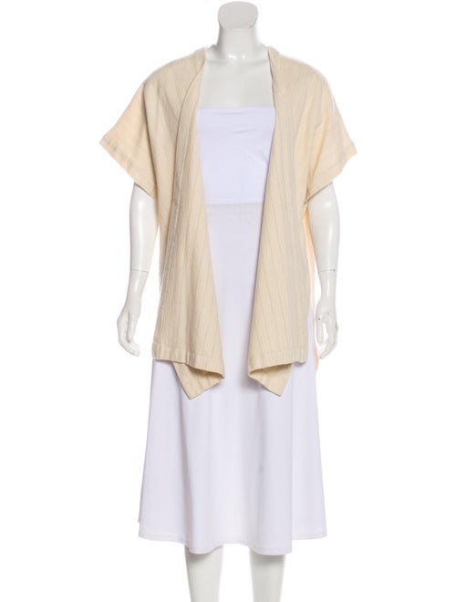Eskandar Wool Short Sleeve Cardigan Beige