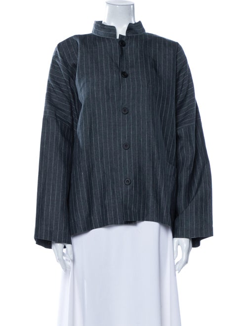 Eskandar Linen Striped Jacket Grey