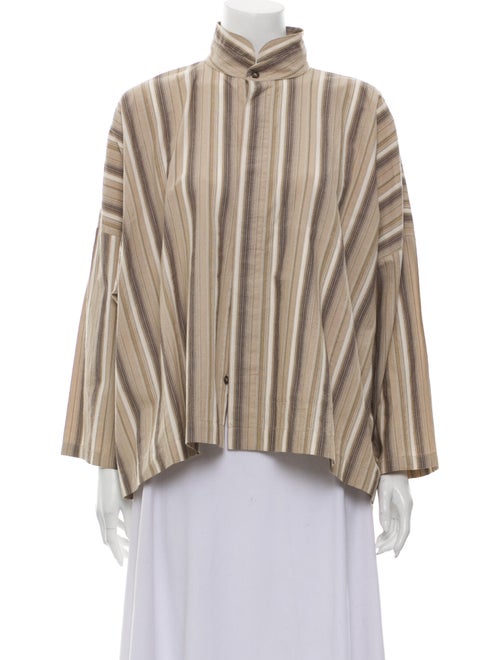 Eskandar Striped Mock Neck Blouse