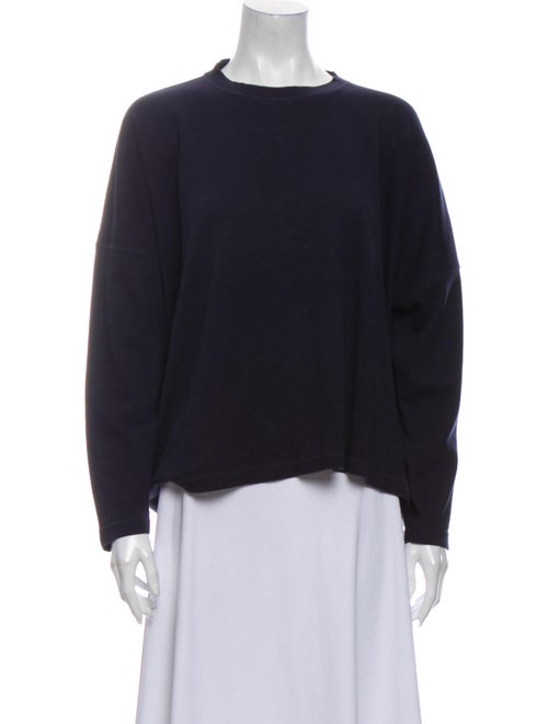 Eskandar Crew Neck Long Sleeve Sweatshirt Blue