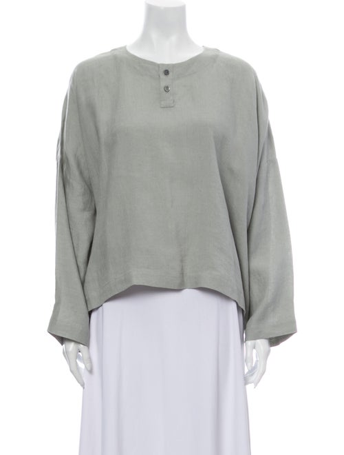 Eskandar Linen Crew Neck Sweatshirt Grey