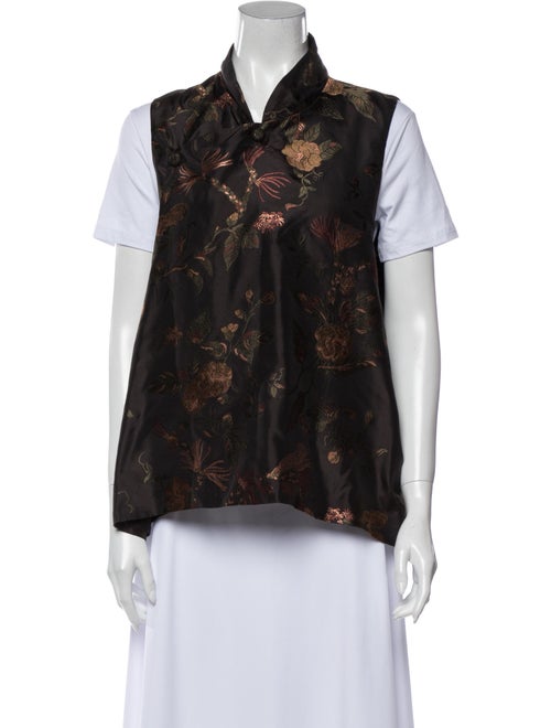 Eskandar Printed Vest Brown
