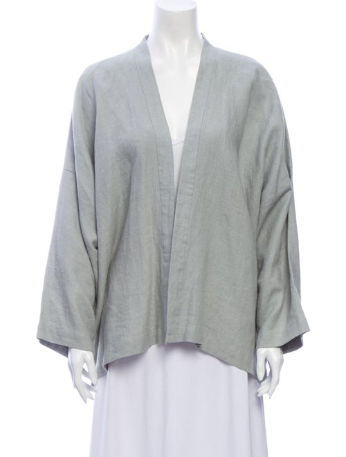 Eskandar Linen Open Front Sweater Green