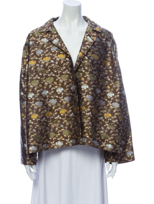 Eskandar Silk Printed Blazer Brown