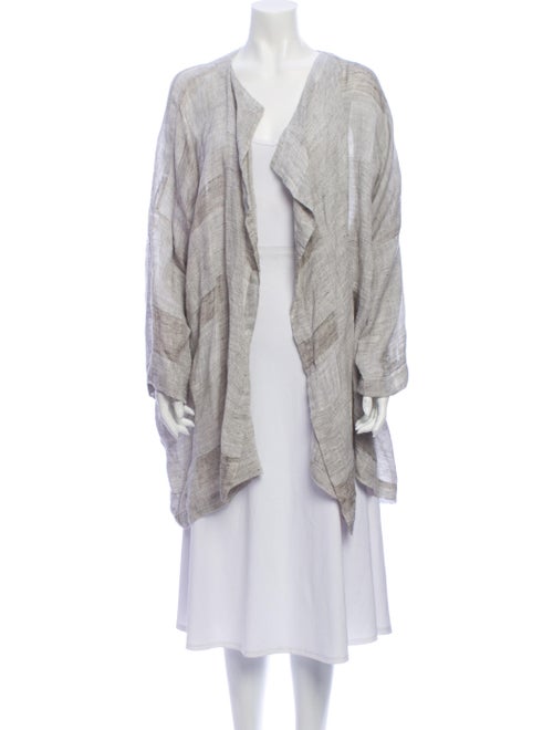 Eskandar Linen Striped Jacket Grey