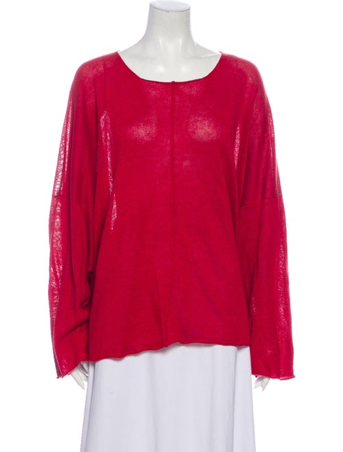 Eskandar Linen Scoop Neck Sweater Red