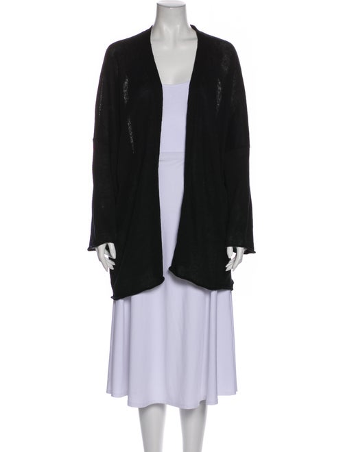 Eskandar Linen Open Front Sweater Black