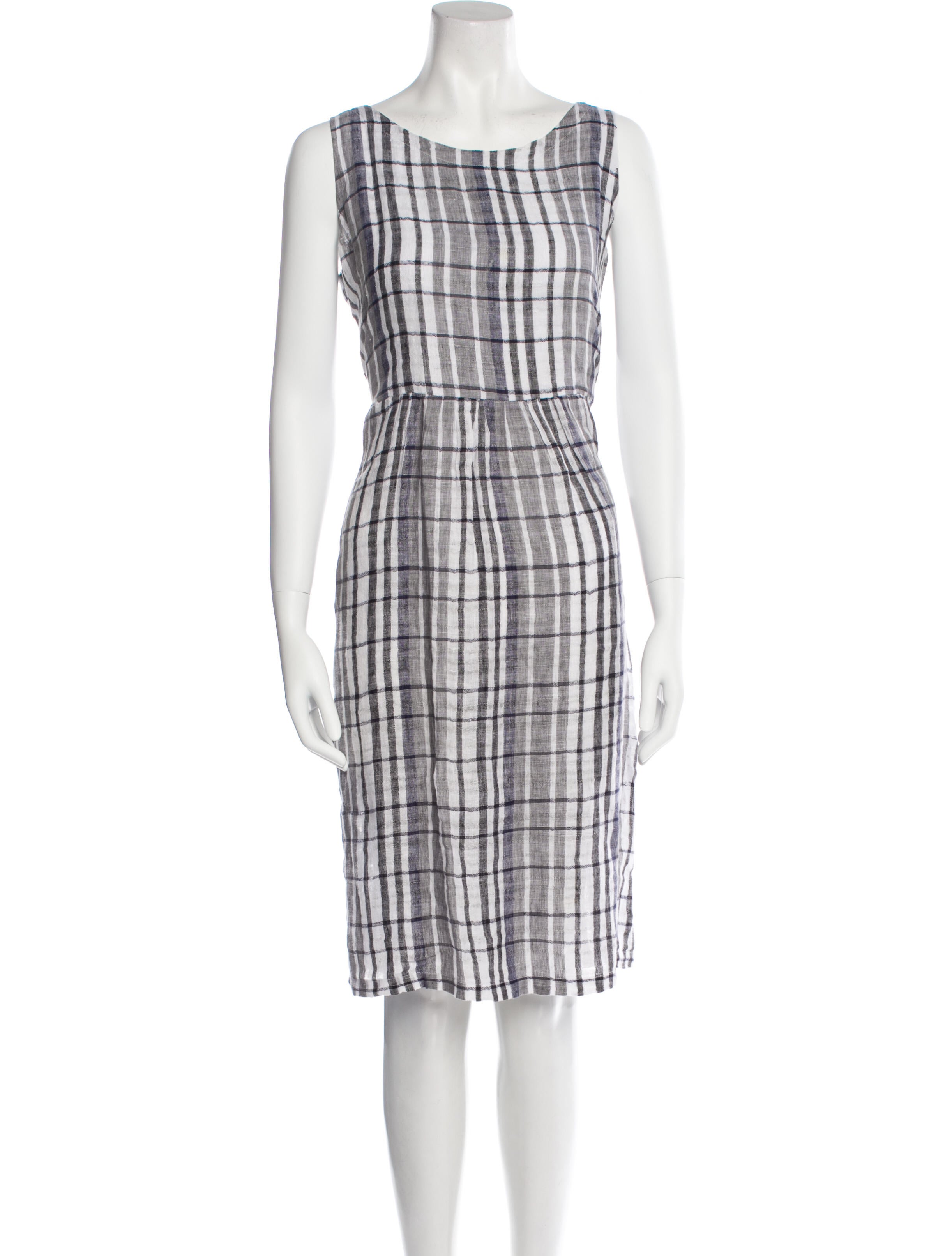 Eskandar Plaid Print Knee-Length Dress