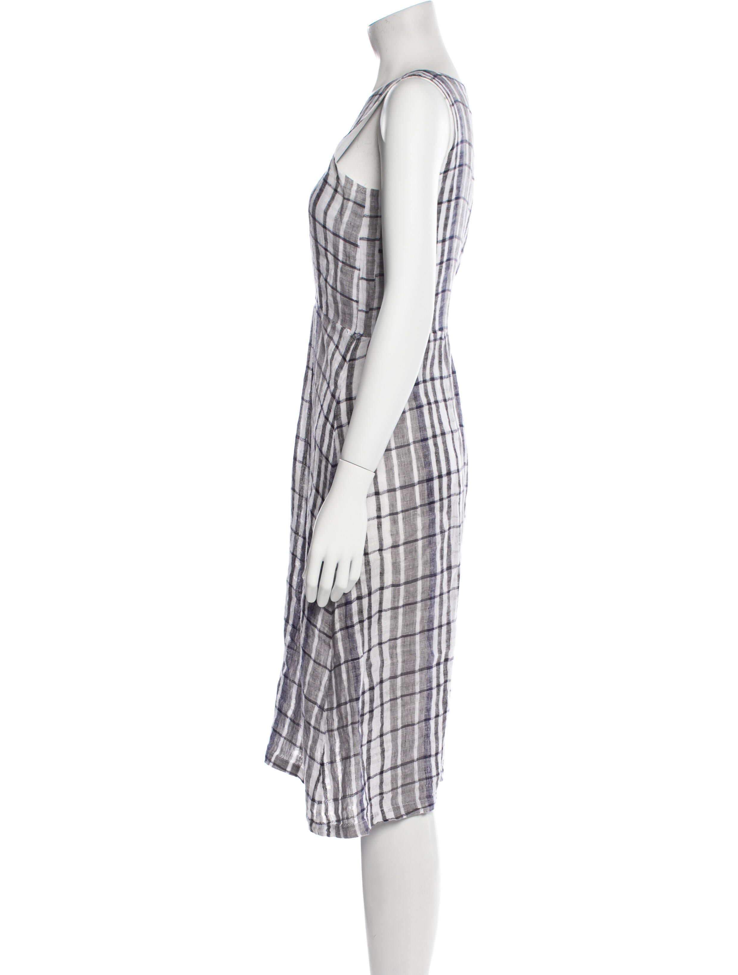 Eskandar Plaid Print Knee-Length Dress