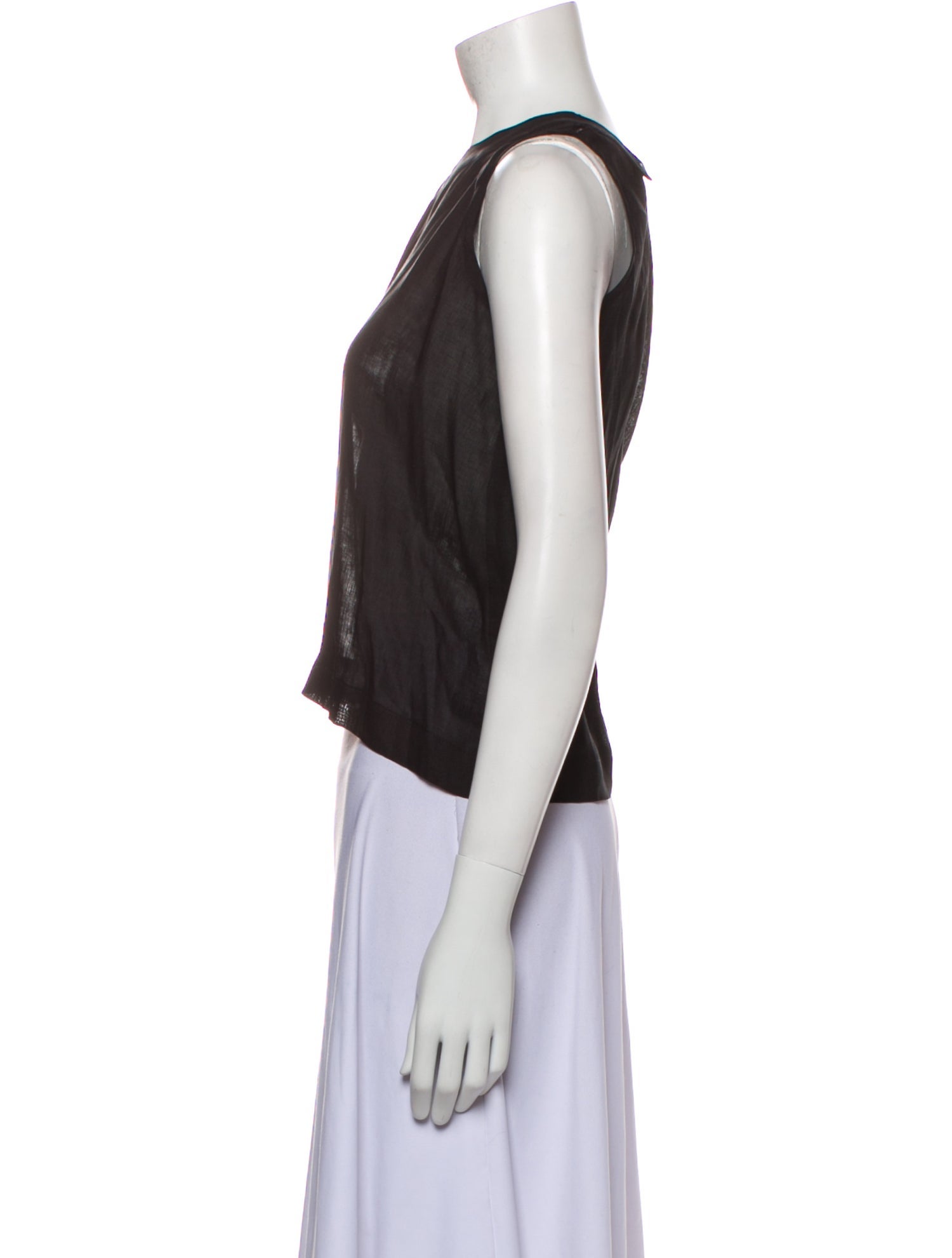 Eskandar Linen Scoop Neck Crop Top