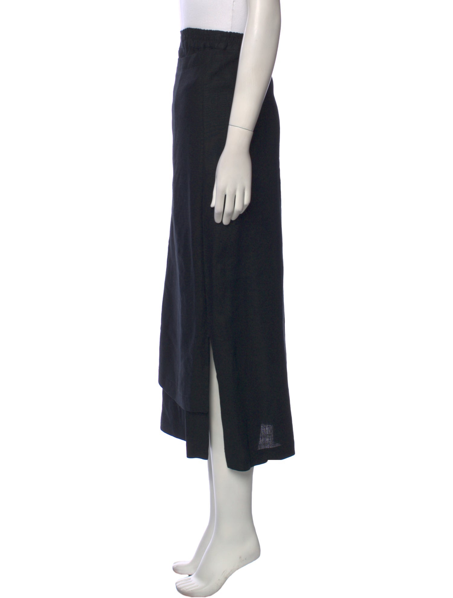 Eskandar Linen Midi Length Skirt