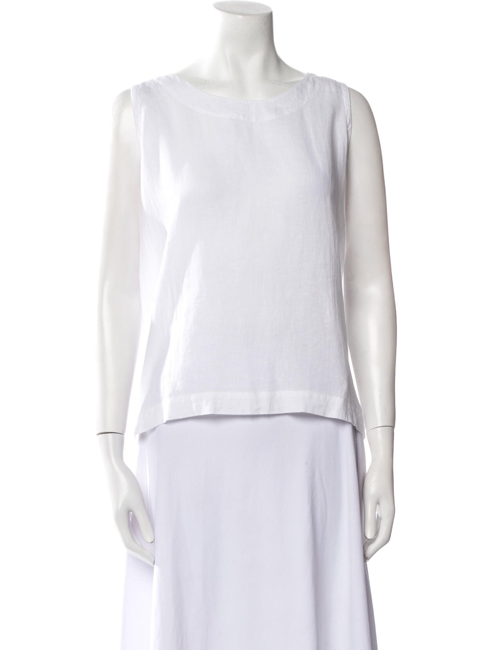 Eskandar Linen Bateau Neckline Top