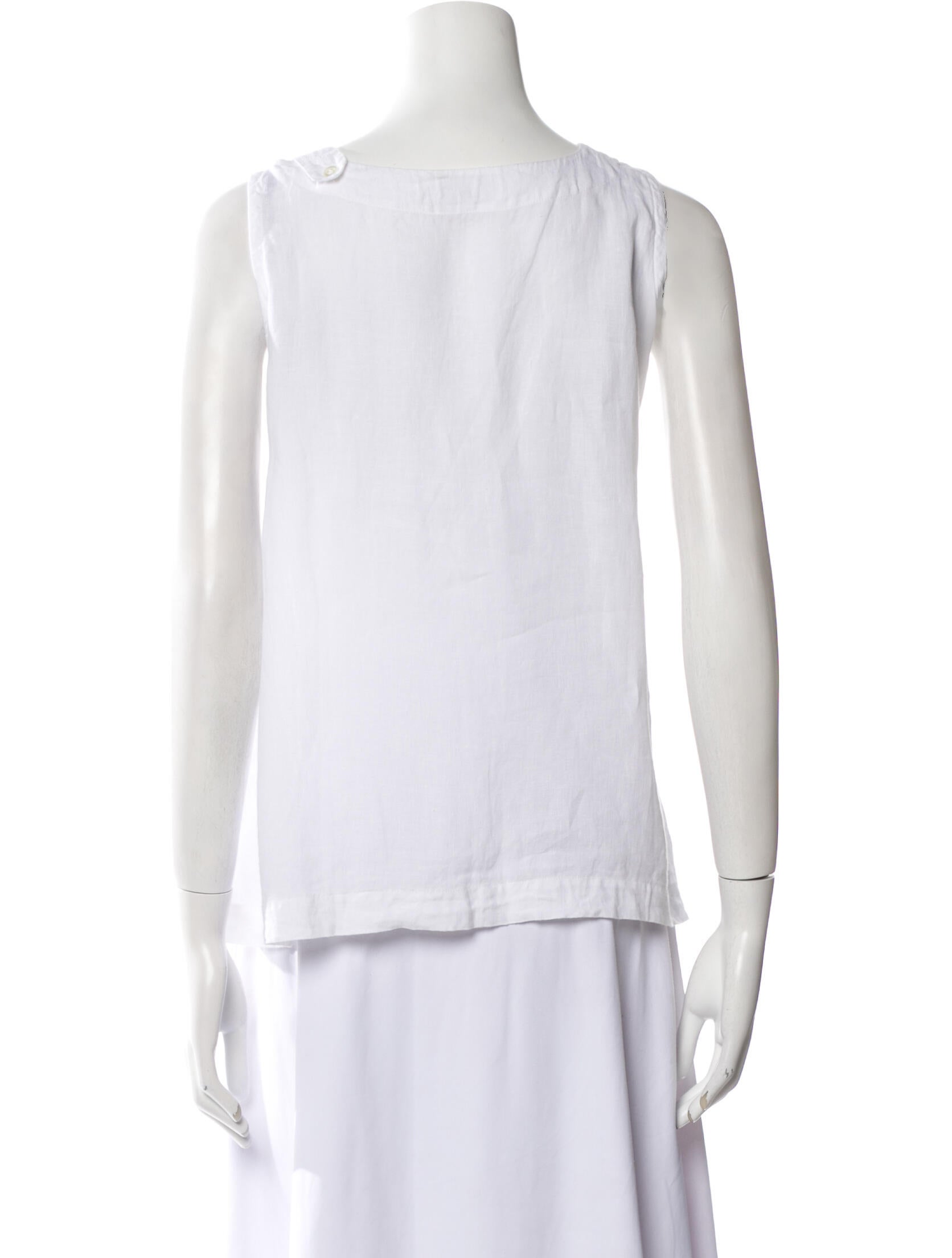 Eskandar Linen Bateau Neckline Top