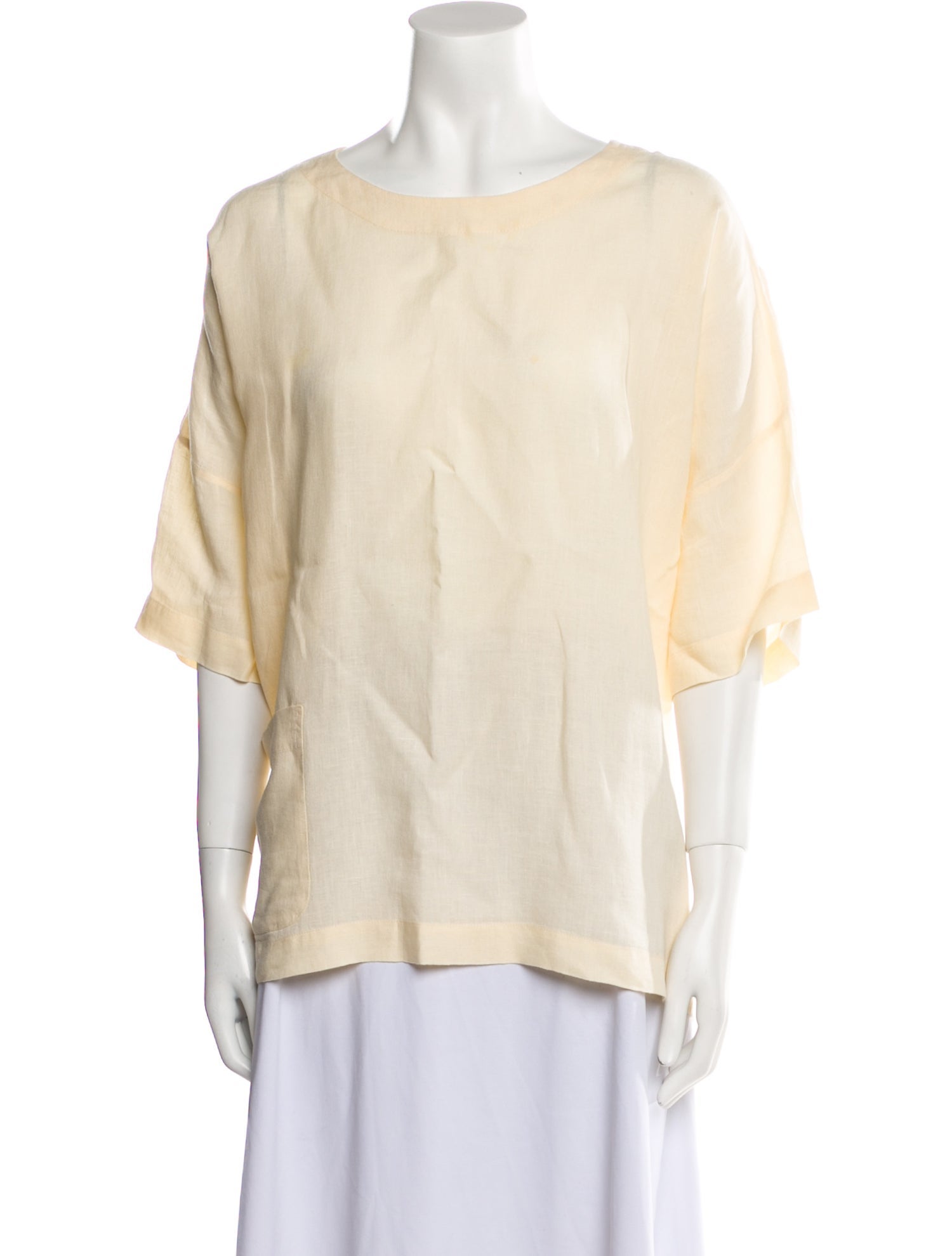 Eskandar Linen Bateau Neckline Blouse
