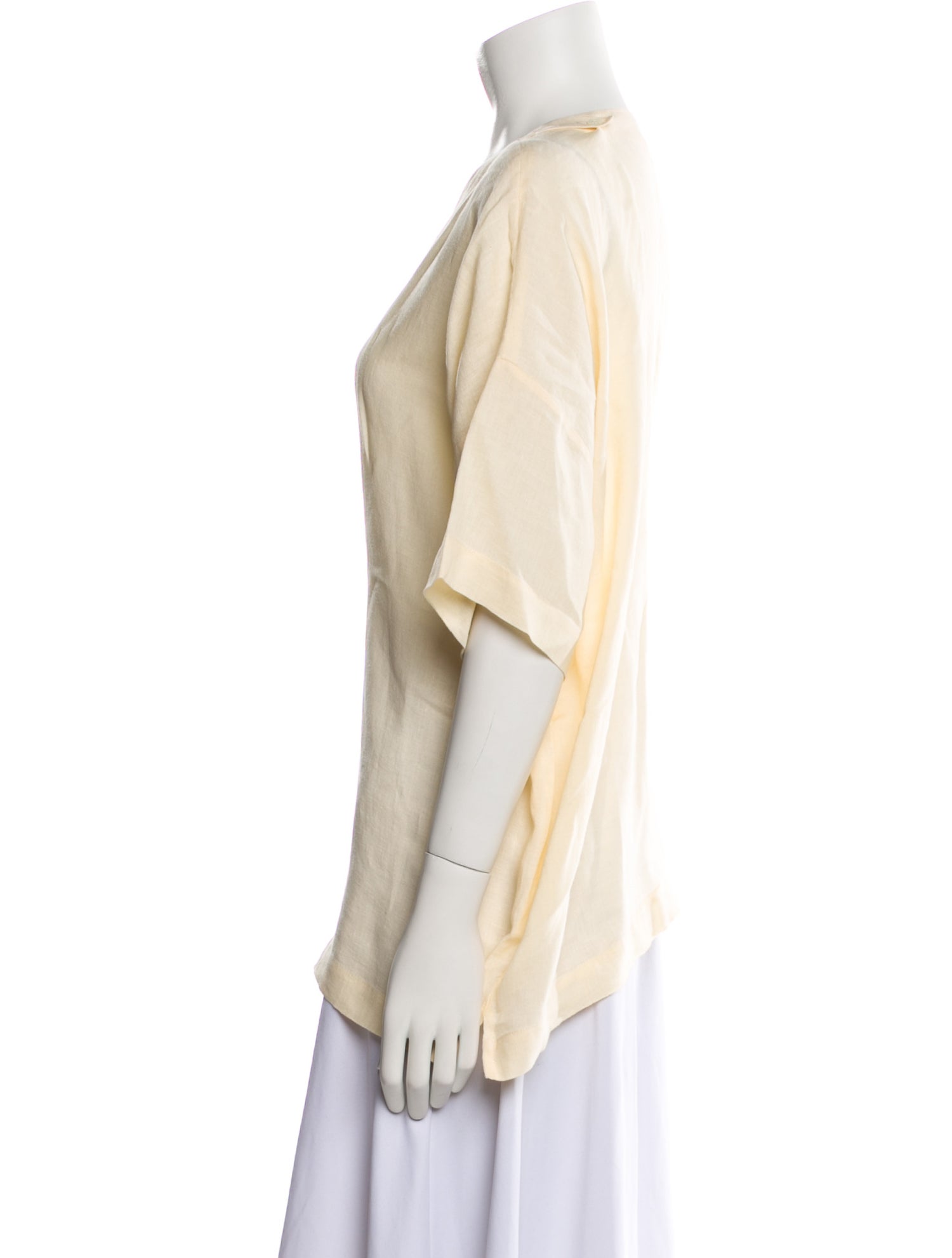 Eskandar Linen Bateau Neckline Blouse