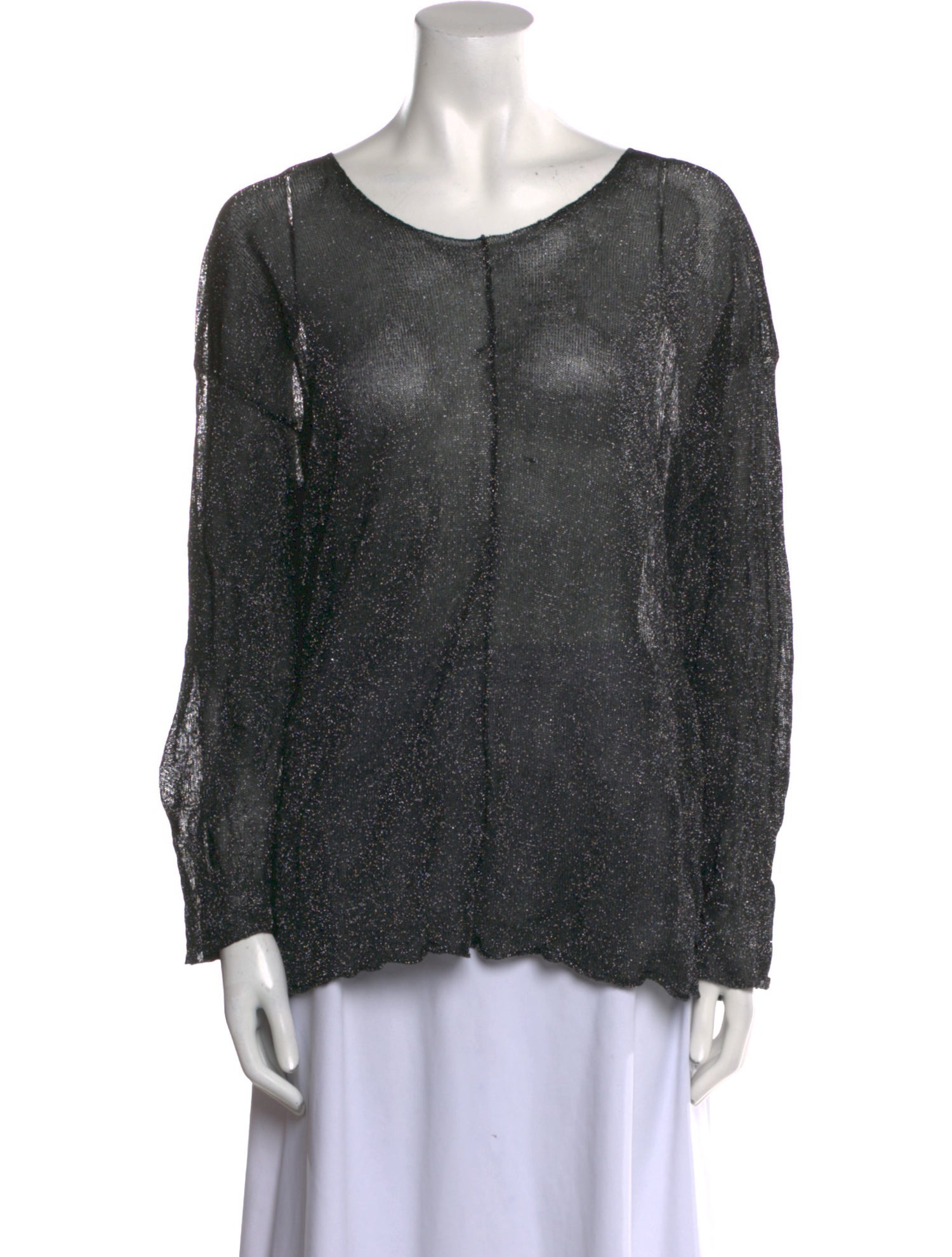 Eskandar Scoop Neck Long Sleeve Blouse