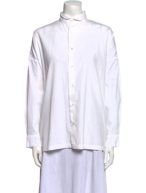 Eskandar Linen Mock Neck Button-Up Top