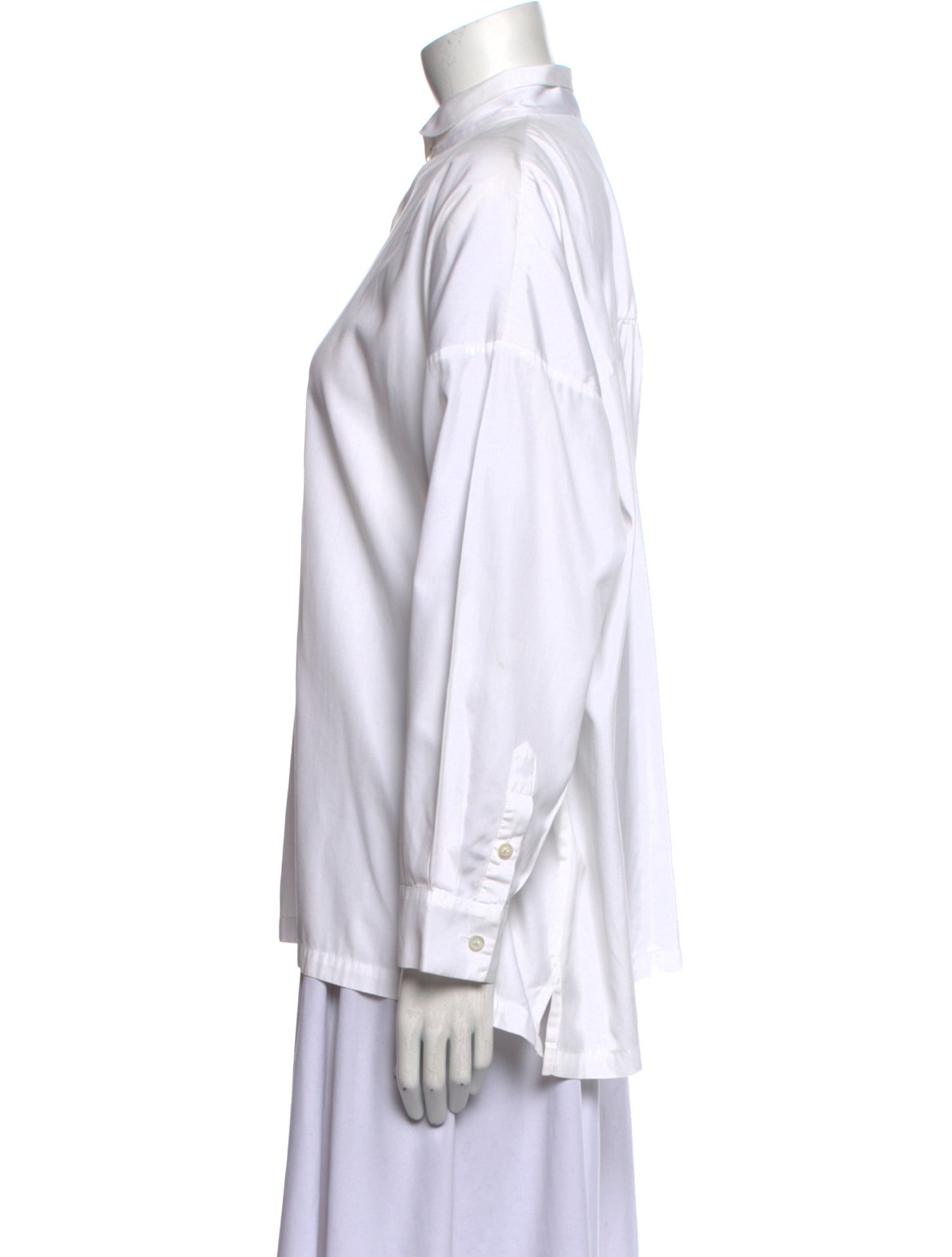 Eskandar Linen Mock Neck Button-Up Top