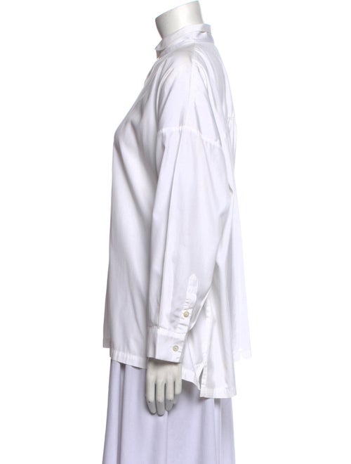 Eskandar Linen Mock Neck Button-Up Top