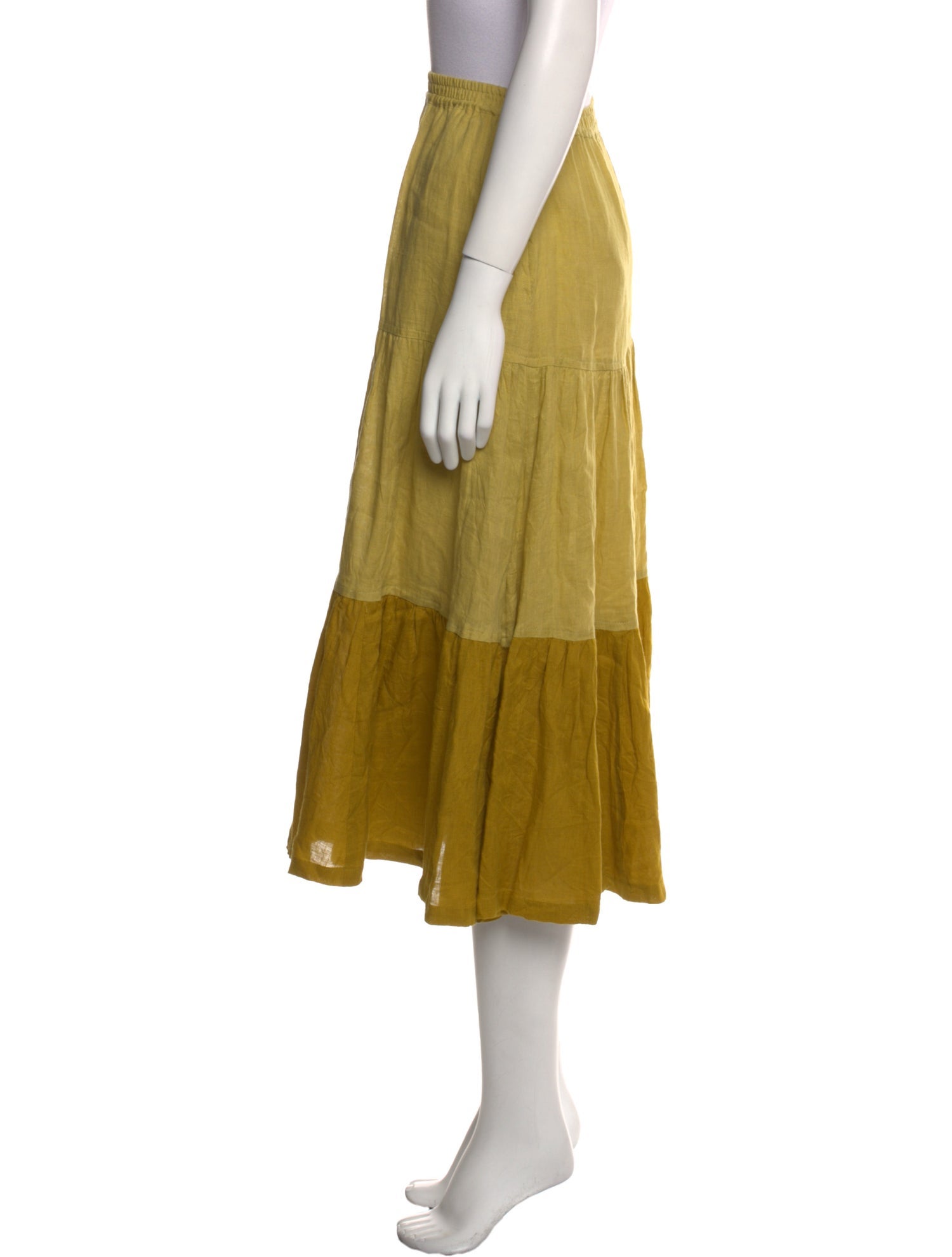 Eskandar Linen Midi Length Skirt