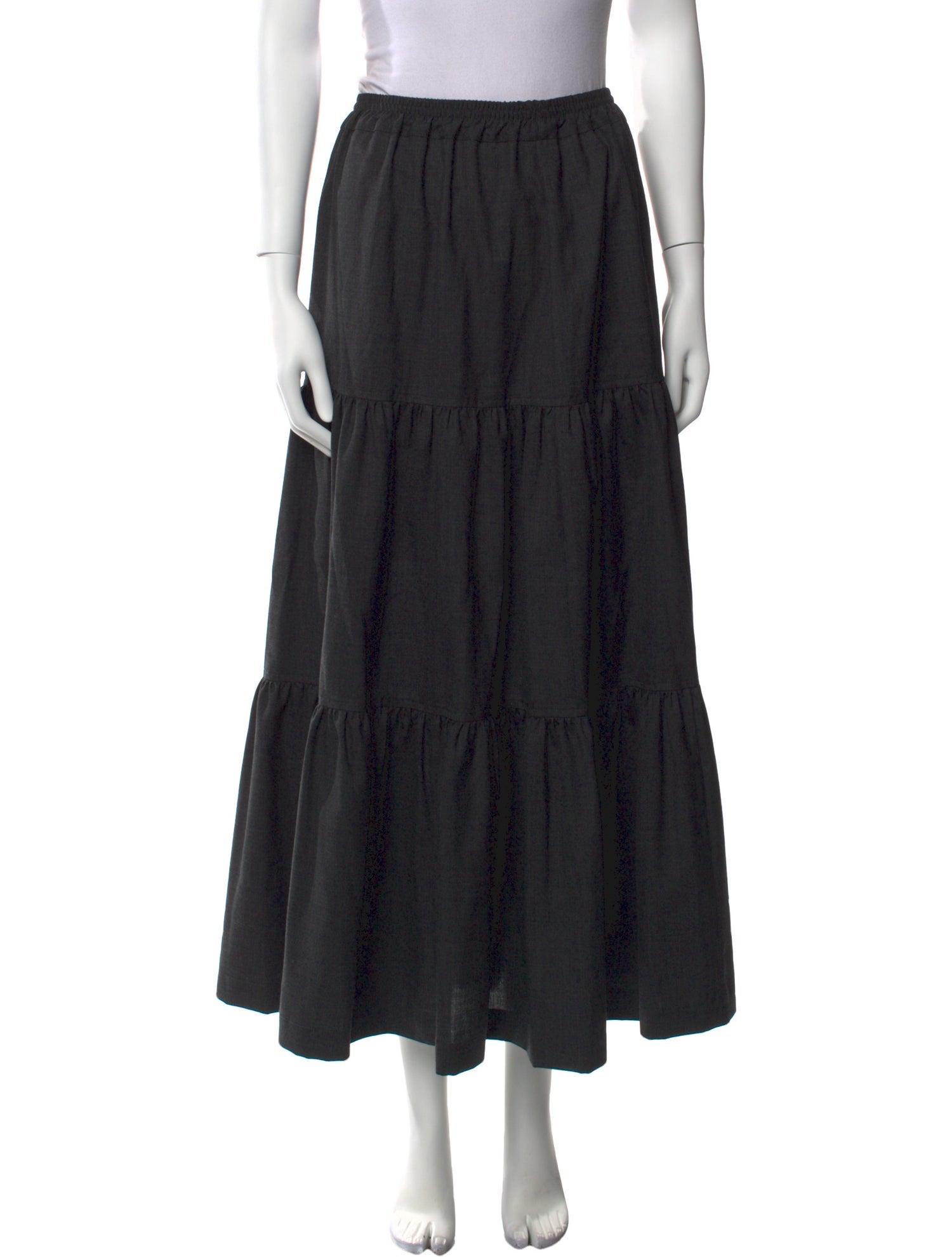 Eskandar Wool Midi Length Skirt