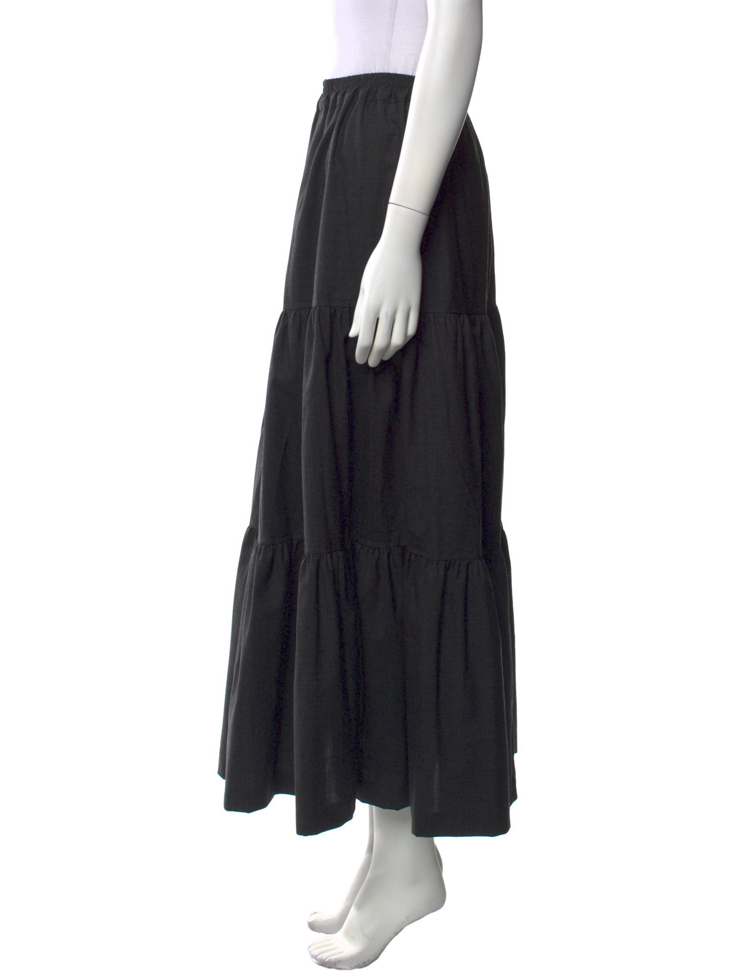 Eskandar Wool Midi Length Skirt