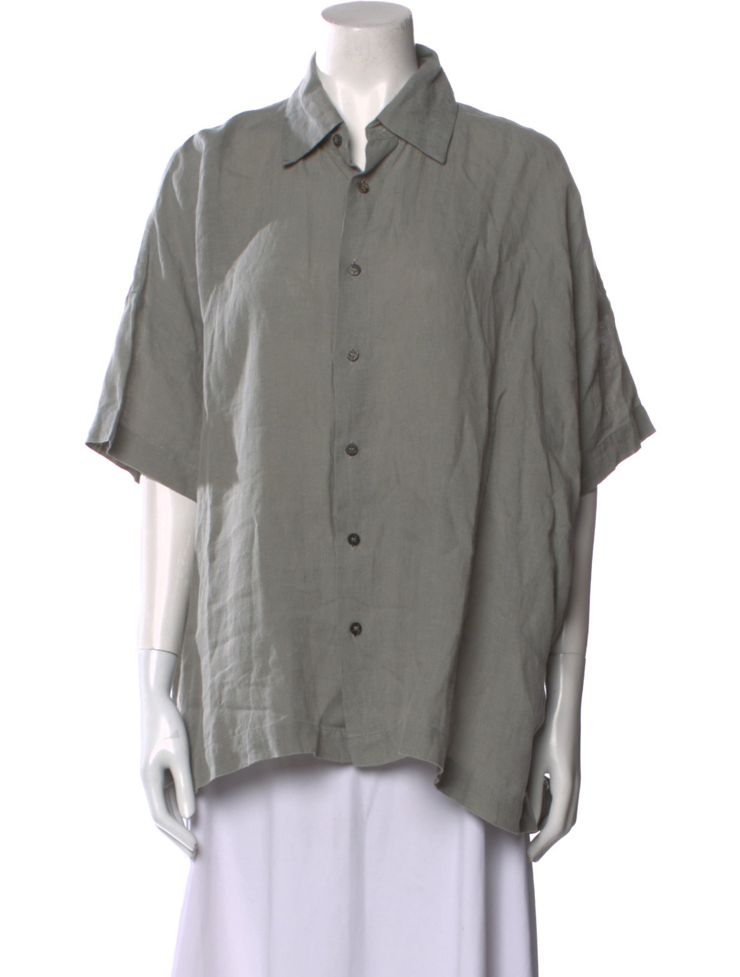 Eskandar Short Sleeve Button-Up Top