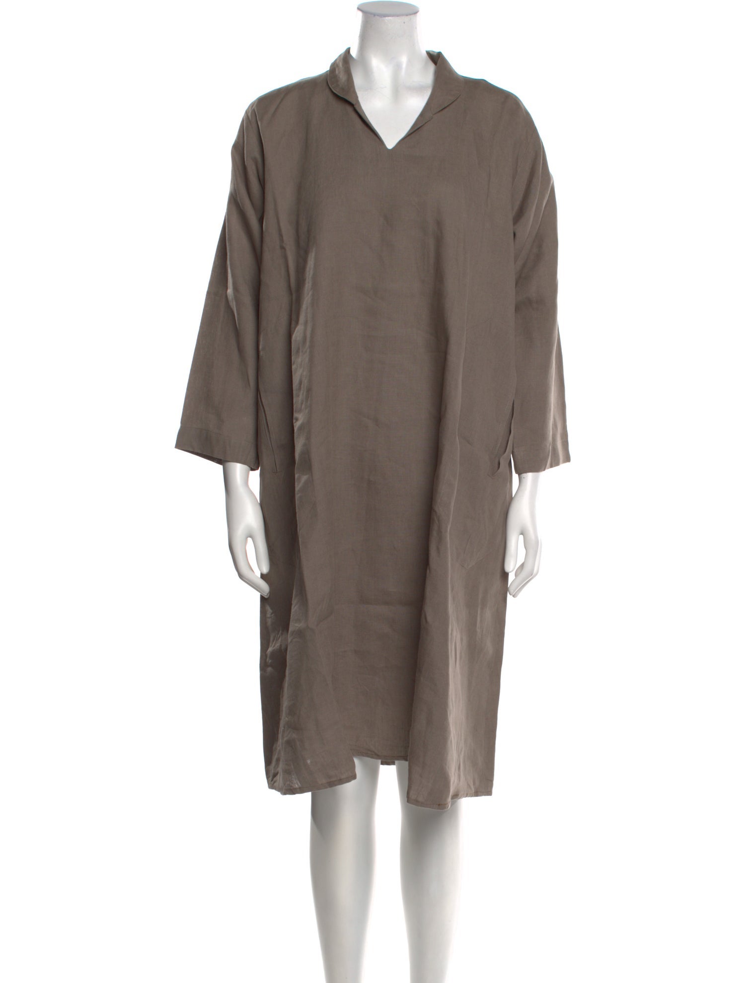 Eskandar Linen Midi Length Dress
