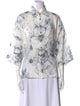 Eskandar Linen Printed Button-Up Top