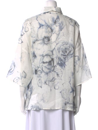 Eskandar Linen Printed Button-Up Top