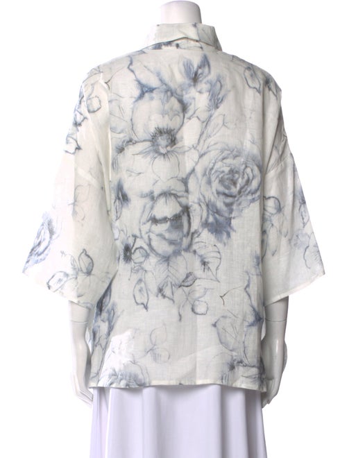 Eskandar Linen Printed Button-Up Top