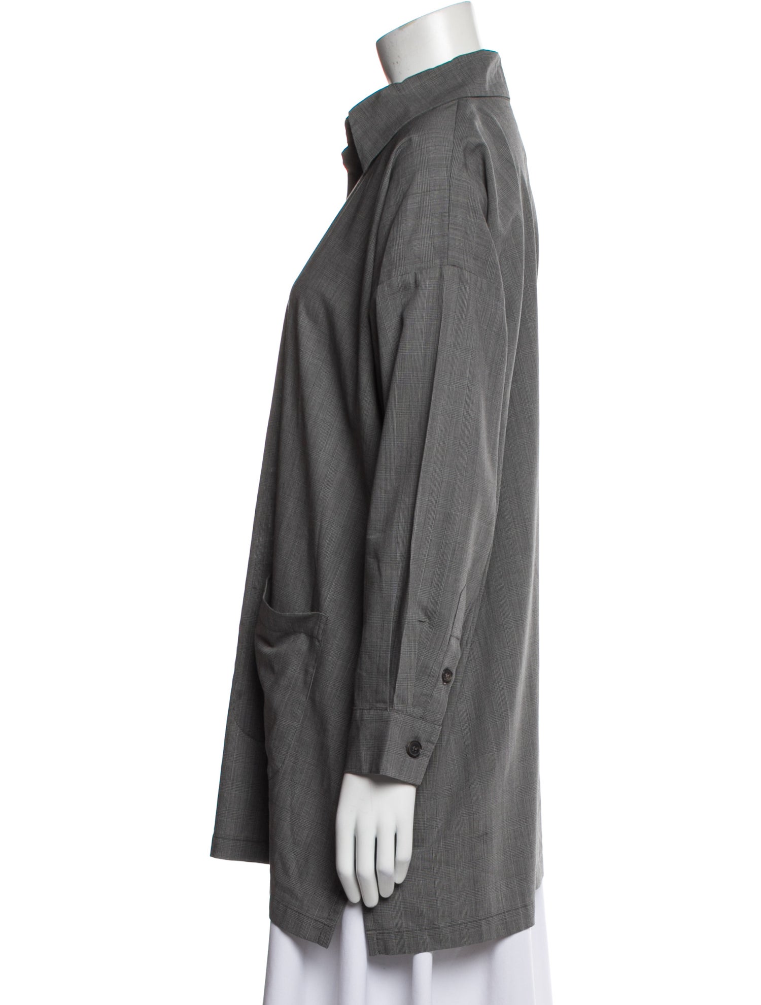 Eskandar Wool Long Sleeve Button-Up Top