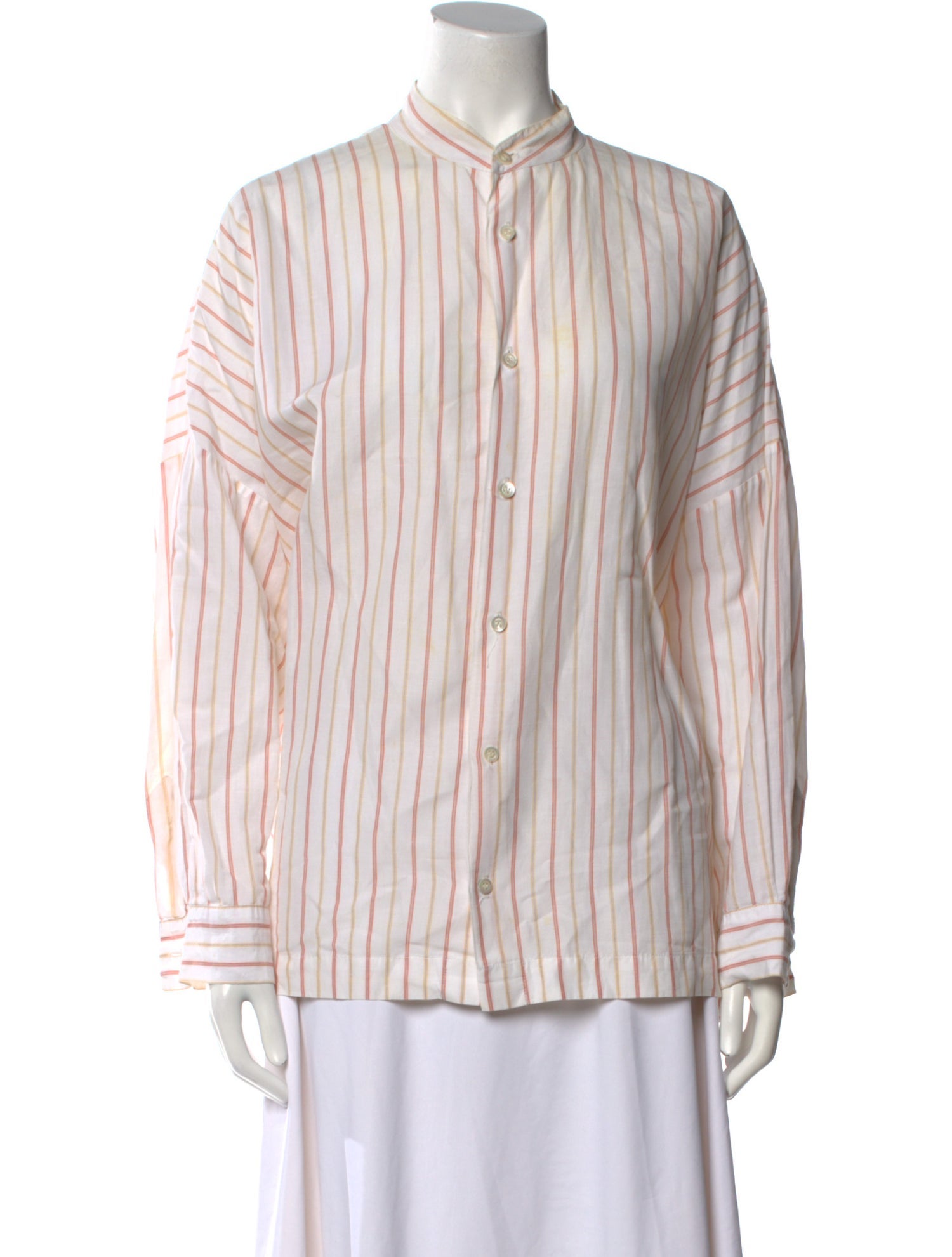 Eskandar Linen Striped Button-Up Top