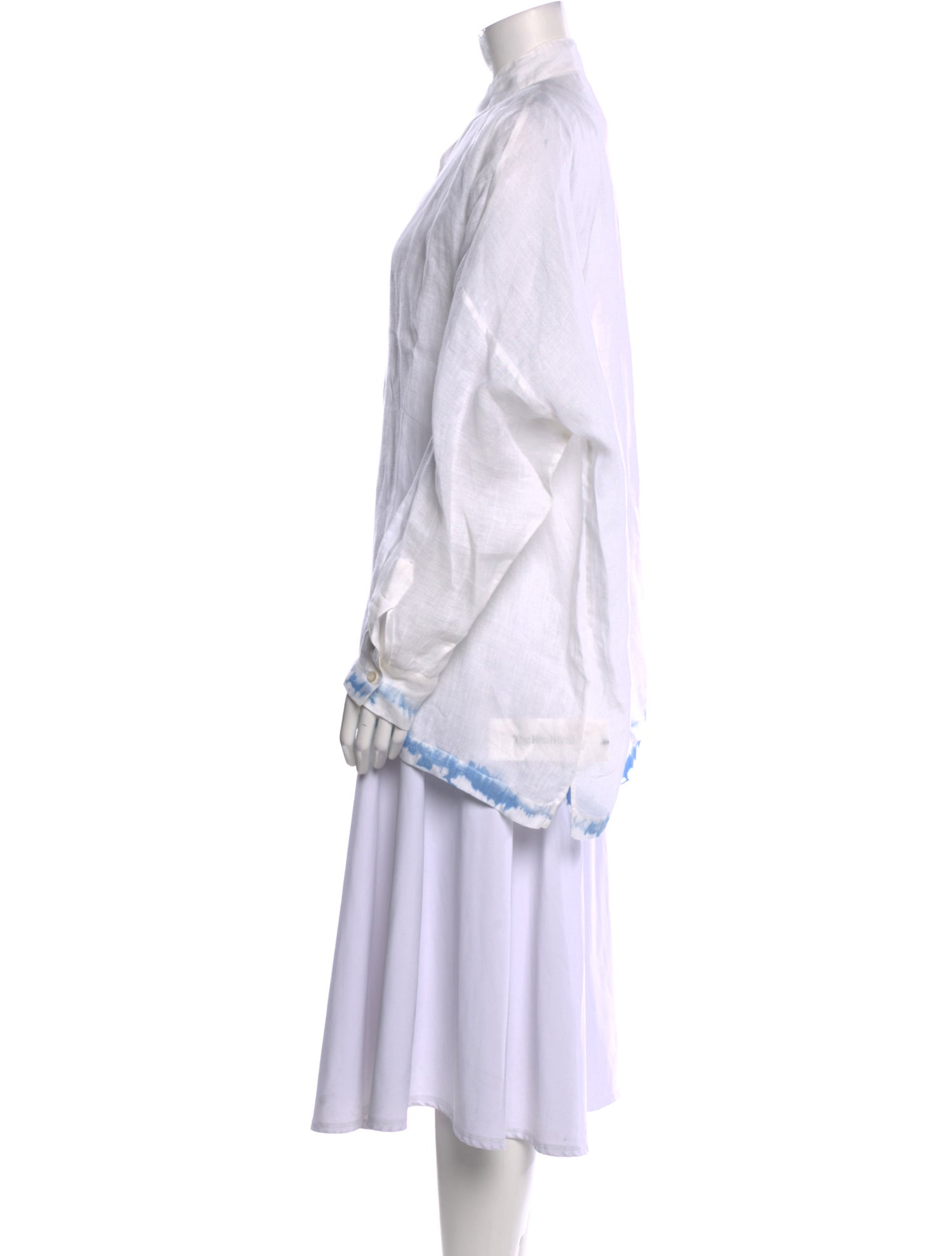 Eskandar Linen Mock Neck Button-Up Top