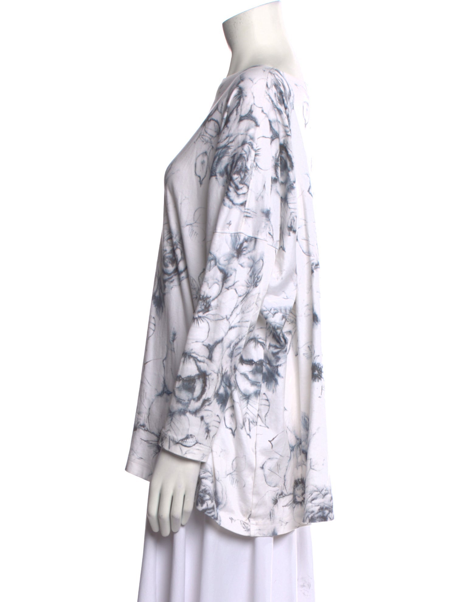 Eskandar Printed Bateau Neckline Blouse