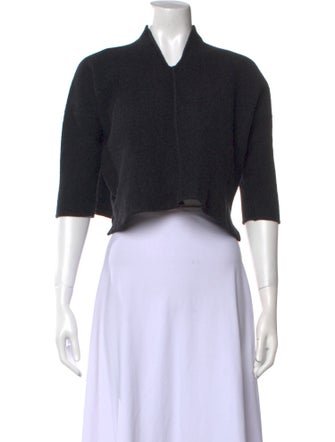 Eskandar Merino Wool Three-Quarter Sleeve Crop Top