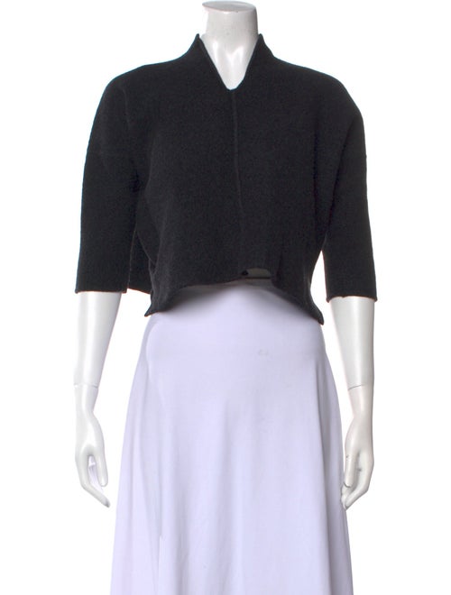 Eskandar Merino Wool Three-Quarter Sleeve Crop Top