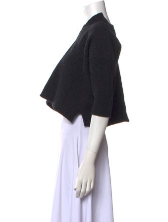 Eskandar Merino Wool Three-Quarter Sleeve Crop Top