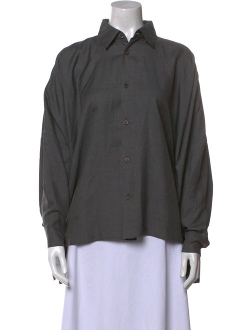Eskandar Silk Long Sleeve Button-Up Top