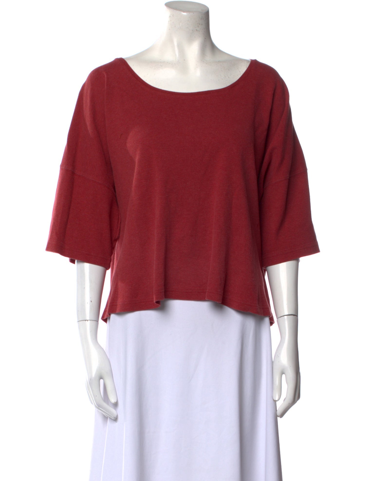 Eskandar Scoop Neck Three-Quarter Sleeve Top